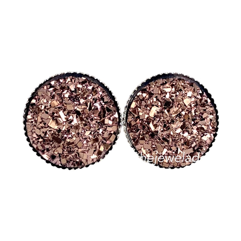 3/$15🎀flat rose gold faux druzy studs